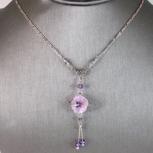 Womens Vintage Estate Sterling Silver Floral Necklace